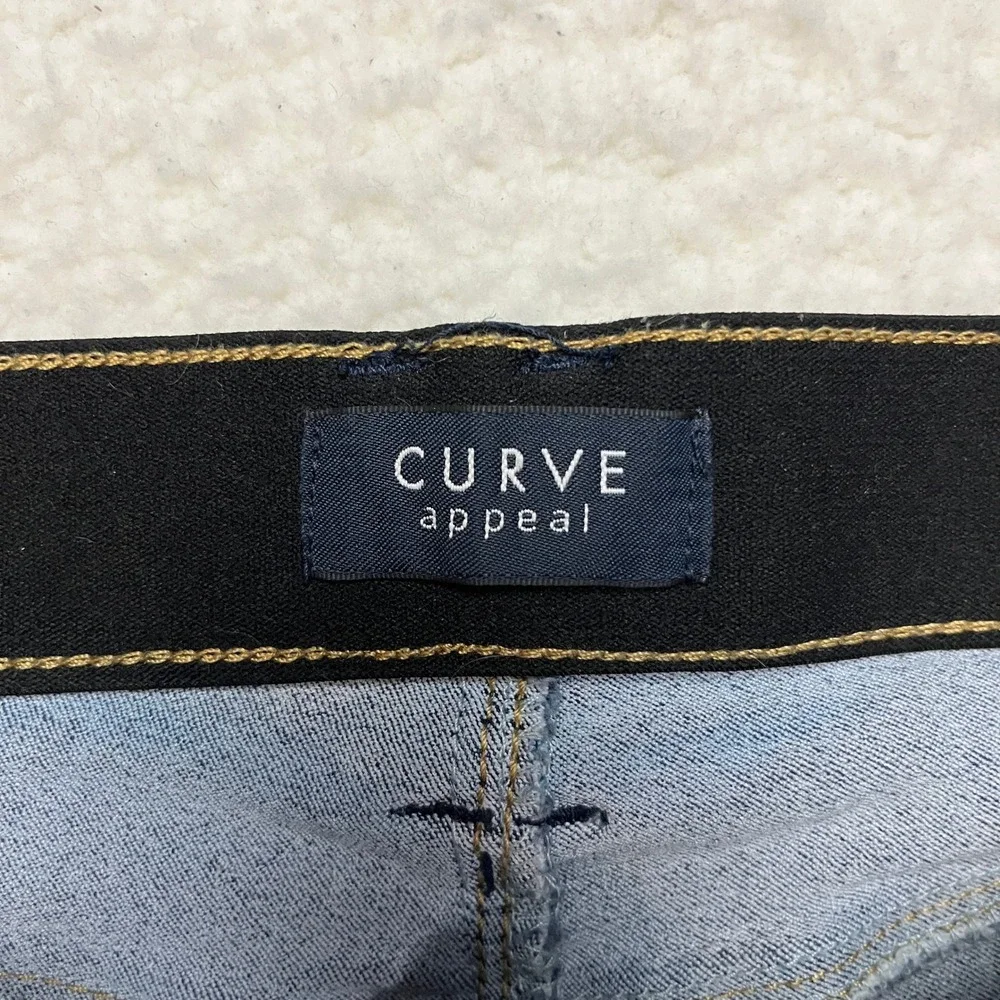 Curve Appeal Denim Shorts‎ Womens 6/28 Blue Dark Wash Raw Hem High Rise Stretch